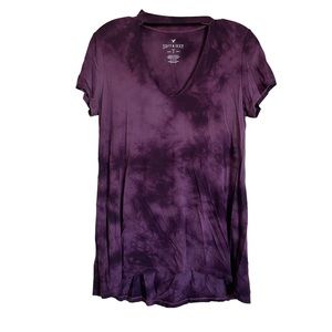 American Eagle Soft & Sexy Purple Tie Dye Short Sleeve Top Size Small